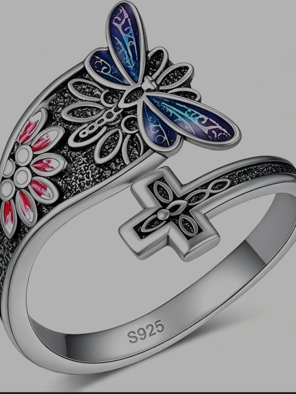 Sterling Silver Open Dragonfly Ring Adjustable Size NOT MARKED 925